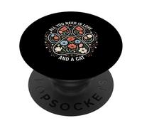 You Need Is Love and A Cat Floral Design para los Amantes de Las Mascotas PopSockets PopGrip Adhesivo