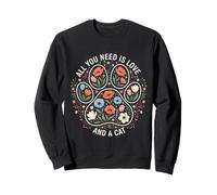 You Need Is Love and A Cat Floral Design para los Amantes de Las Mascotas Sudadera
