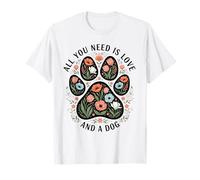 You Need Is Love and A Dog Floral Design para los Amantes de Las Mascotas Camiseta