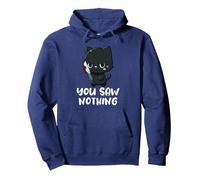 You Saw Nothing Funny Kawaii Lindo Gato Negro sosteniendo un Cuchillo Sudadera con Capucha, Unisex para Adultos, Azul Marino, S