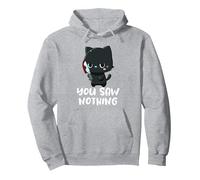 You Saw Nothing Funny Kawaii Lindo Gato Negro sosteniendo un Cuchillo Sudadera con Capucha, Unisex para Adultos, Gris Jaspeado, XL