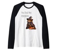 You Shall Not PSPSPSPS, Lindo Gato en Disfraz de Mago Camiseta Manga Raglan