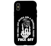 You Smell Like Drama & Headache Go Away F Off Middle Finger Carcasa para iPhone X/XS