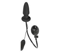 You2Toys Tapón anal inflable y vibrador de silicona con control remoto Negro 12,2 cm