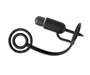 You2Toys Tapón para pene con vibrador y anillos de cocking, 10 modos | Silicona suave sedosa, sin costuras, color negro, anillos elásticos, bala, impermeable, 10 modos de vibración