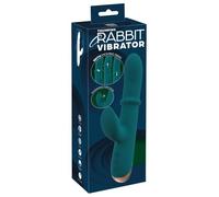 You2Toys Thumping Vibrador de conejo con anillo móvil Petrol/Rosegold 22,7 cm