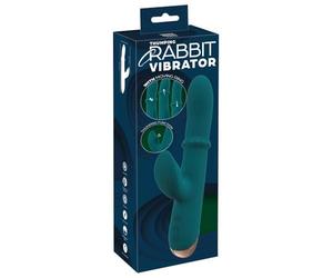 You2Toys Thumping Vibrador de conejo con anillo móvil Petrol/Rosegold 22,7 cm