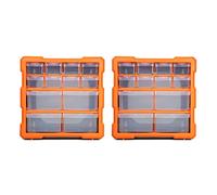 Youbones 2 cajones PP + P piezas caja de almacenamiento múltiples compartimentos ranura hardware caja organizador armario herramientas componentes contenedor