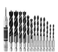 Youbones Doble diseño de flauta 14 piezas, broca para madera con punzón central para carpintería