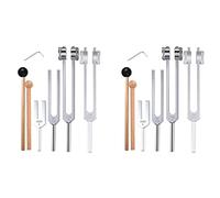 Youbones Juego de 8 diapasones (128 Hz, 136,1 Hz, MI 528 Hz, 4096 Hz), para la curación de chakras, terapia de sonido, alivio del estrés