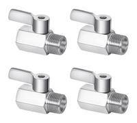 Youbones Válvula de para alcachofa de ducha, mini válvula de bola de acero inoxidable 304, rosca NPT (rosca exterior 1/2 x 1/2 rosca interior), 4 unidades
