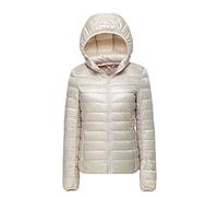 YOUCAI Chaqueta Plumífero Mujer Ligeros con Capucha Abrigo Plumas Ultralight Chaqueta Plumifero Corto Abrigos de Manga Larga Chaquetas Invierno Delgado,Beige,M