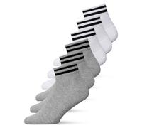 YOUCHAN 6 Pares Calcetines Cortos Hombre y Mujer | Calcetines Tobilleros Algodón Cómodos Rayas Blanco Gris 47-50