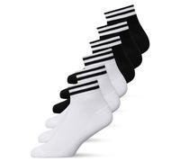 YOUCHAN 6 Pares Calcetines Cortos Hombre y Mujer | Calcetines Tobilleros Algodón Cómodos Rayas Negro Blanco 35-38