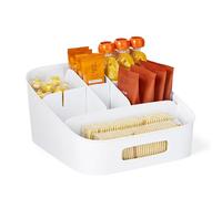 YouCopia Cubo de basura ajustable, sin BPA, organizador de aperitivos, tamaño único, blanco moteado