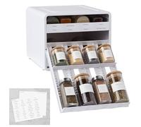 YouCopia SpiceStack - Organizador de especias ajustable, 24 botellas de condimentos y almacenamiento de especias con cajones extraíbles para armario de cocina y despensa