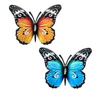 YOUDALIS 2 Piezas Decoración de Pared de Mariposa de Metal,Adornos de Escultura de Mariposa 3D,Arte Colgante de Pared de Mariposa para Patio Jardín Vallas