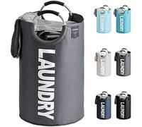 YOUDENOVA 92L Cesto de Ropa Grande con Asa, Plegable Bolsa de Lavado de Ropa Bin, de Tela Oxford 600D Duradera, fácil almacenamiento, Gris