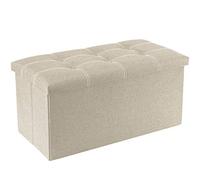YOUDENOVA Banco pie de Cama Banco Almacenaje Otomana Baules Almacenaje Imitación de Lino Plegable 76x38x38CM Beige