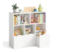 YOUDENOVA Estantería infantil de 3 niveles, muebles para habitación infantil con 3 cajas, almacenamiento de juguetes con ruedas, 100 x 33 x 89,5 cm, para guardar libros de imágenes, libros de cuentos