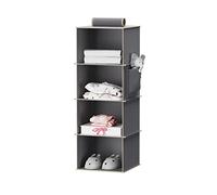 YOUDENOVA Estantería para colgar, organizador de armario estable, almacenamiento colgante con paneles de tablero de fibra de densidad media y varillas de bambú reforzadas, gris