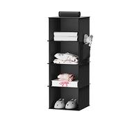 YOUDENOVA Estantería para colgar, organizador de armario estable, almacenamiento colgante con paneles de tablero de fibra de densidad media y varillas de bambú reforzadas, negro