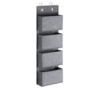 YOUDENOVA Organizador Colgante, Organizador de Puerta, Almacenamiento Colgante con 4 Bolsillos y 2 Ganchos de Metal, Estante Colgante, Organizador de Armario Resistente, Gris