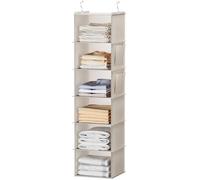 YOUDENOVA Organizador de Armario Colgante de 6 Niveles y con 2 Bolsillos Laterales, Estantes de Almacenamiento Colgantes, Organizador Colgante de Tela para Ropa 30 * 30 * 120cm Beige