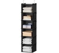 YOUDENOVA Organizador de Armario Colgante de 6 Niveles y con 2 Bolsillos Laterales, Estantes de Almacenamiento Colgantes, Organizador Colgante de Tela para Ropa 30 * 30 * 120cm Negro