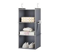 YOUDENOVA Organizador de armario colgante, estantes de almacenamiento colgantes de armario de 3 estantes, color gris