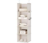 YOUDENOVA Organizador de armario colgante, estantes de almacenamiento colgantes de armario de 5 estantes, color beige