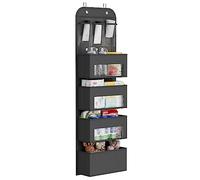 YOUDENOVA Organizador de puerta colgante con 4 bolsillos grandes con ventana y 3 bolsillos de PVC, 2 ganchos de metal, organizador colgante de camping para baño, habitación infantil, salón,