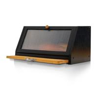 YOUDENOVA Panera con tabla de cortar, cesta de pan de madera, cajas de almacenamiento, caja de bambú para pan, molinillo de sal y pimienta, 39 x 25 x 20 (LxAxA) cm, negro