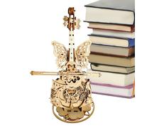 Youding Kit De Puzzle 3D De Caja Musical De Violonchelo,Caja De Música De Violín En Madera con Rompecabezas 3D | Kit de Construcción Manual con Decoración de Alas de Mariposa para Niñas y Niños