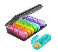 Youding Pastillero 7 Días | Caja medicamentos semanales | Rainbow Color 3 Veces al día Pastillero Viaje, Caja Medicina portátil para Pastillas/vitaminas/Aceite