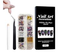 Youding Piedras para uñas, cristales y perlas nobles para manualidades de uñas, así como arte de uñas, varios diseños de uñas con pinzas, para mujeres y niñas, accesorios de arte, salón de belleza en