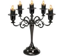 YOUEON Candelabro de 5 Brazos, 10.4 Pulgadas de Alto, Color Negro Brillante, portavelas gótico para Velas de Pilar de 1 Pulgada de diámetro, Centro de Mesa para Boda, Iglesia, Chimenea, Halloween