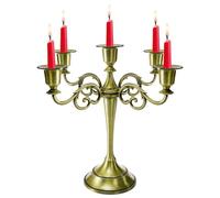 YOUEON Candelabro de 5 Brazos, 26 cm, de Bronce Antiguo, candelabro de Bronce para Velas de Pilar de 2,5 cm de diámetro, portavelas cónicos, decoración, Boda