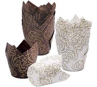 Youery 100 piezas Tazas de papel para hornear tulipán,Cajas de Cupcake,Cajas de papel para Muffin Cupcake Mold,Cajas de pastelería,Cajas de decoración para magdalenas