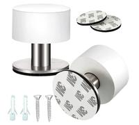 Youery 2 Piezas Topes de puerta adhesivos de acero inoxidable, tope de puerta montado en la pared con 2 tornillos de expansión y 2 adhesivos 3M, para Protección de Muebles, Paredes y Puertas