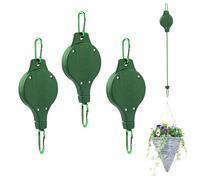 Youery 3 Pack Gancho Retráctil para Macetas, Ganchos de Polea para Plantas Colgantes, Sistema de Polea Retráctil para Cestas y Maceteros, Verde, Ajustable y Fácil de Instalar