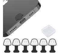 Youery 6pcs Funda Antipolvo para iPhone 14/13/12/11, Funda Antipolvo para Teléfono, Protección de Puerto de Carga, Funda Antipolvo Lightning, Protege contra Pérdida y Polvo, Accesorios iPhone, Negro