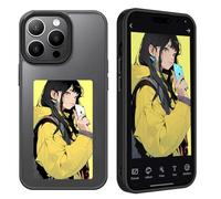 Youery E-Ink Funda, Compatible con iPhone 15, a Partir de imágenes de 3,5 Pulgadas en el Caso, Custom Image Display AI Cell Phone Case, TPU Rubber DIY Phone Case (Negro, iPhone14 Pro MAX)