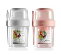 Youery Taza de Cereales y Yogur 2 en 1 - Vaso Portátil de Doble Capa Con Diseño de Doble Sello (310+560 ml) Para Yogur, Frutas