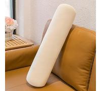 YOUGANG Almohada larga redonda para el cuerpo, almohada cervical redonda de felpa esponjosa con funda extraíble, 65/95/115 cm, almohada corporal para dormir de lado (beige, 65 cm)