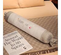 YOUGANG Almohada redonda cervical para el cuello, 90/130 cm de largo, almohada para embarazo, bonita almohada decorativa en forma de caramelo con funda extraíble (gris, 90 cm)