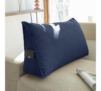 YOUGANG Almohada triangular para la espalda para sentarse en la cama/sofá/sofá, cojín de cuña para el respaldo del sofá, almohada lumbar con funda extraíble (azul marino, 60 x 35 x 20 cm)