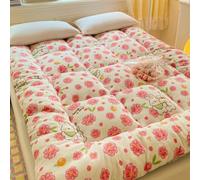 YOUGANG Colchón de futón japonés de 5 cm de grosor, colchón de felpa esponjosa, almohadilla portátil de camping suave para cama de invitados, tapete tatami súper suave (rosa, 200 x 220 cm)