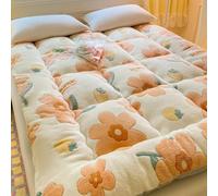 YOUGANG Colchón de futón japonés de 5 cm de grosor, colchón de felpa esponjosa, almohadilla portátil para camping, cama de invitados, tapete de tatami súper suave (naranja, 200 x 220 cm)