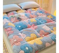 YOUGANG Colchón de futón japonés de 5 cm de grosor, colchón de felpa esponjosa, almohadilla portátil para camping, cama de invitados, tapete de tatami súper suave (azul marino, 180 x 200 cm)